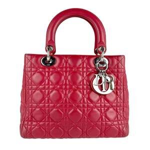 CHRISTIAN DIOR Red Leather Shoulder Bag